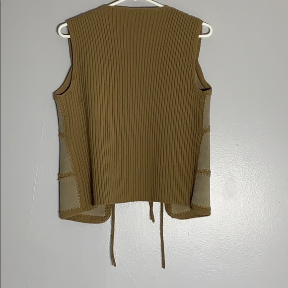 Vintage young East tan suede western boho patch quilted vest with belt sash smal - Picture 6 of 6